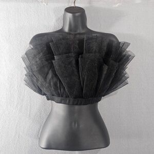 MABLE Ruffled Tube Top Size Small Black Tiered Tule Rave Party Newyears